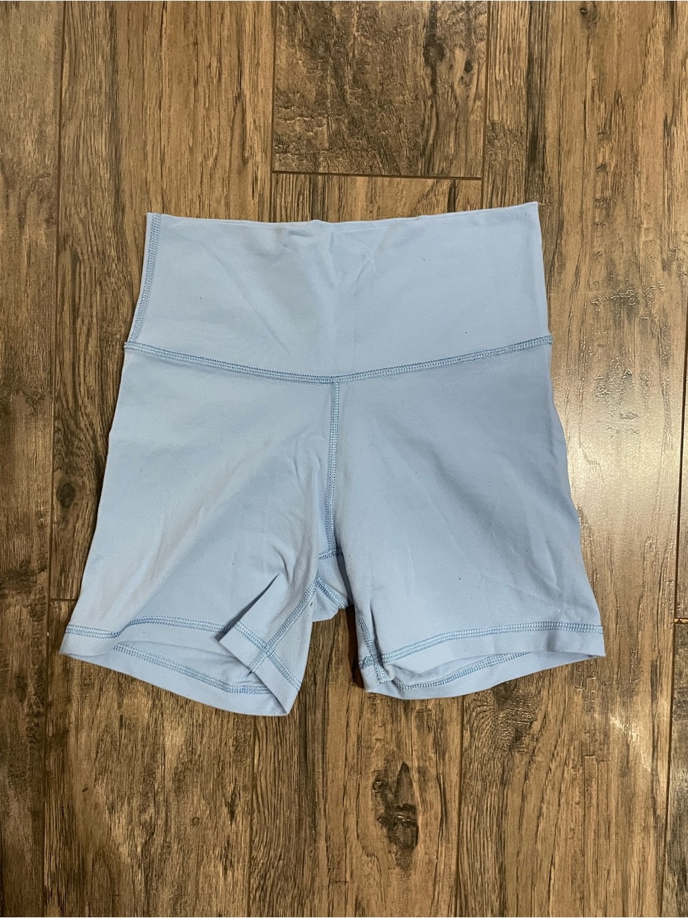TNA Light Blue High-Waist Bike Shorts